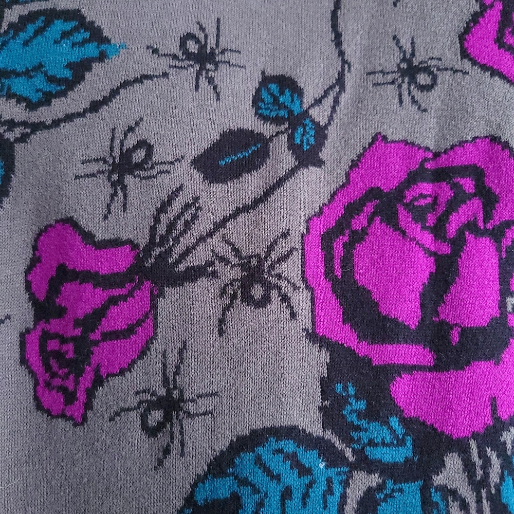 Vintage Betsey Johnson 90s Y2K Floral Spider Penny Lane Duster Knit Coat - Picture 6 of 12